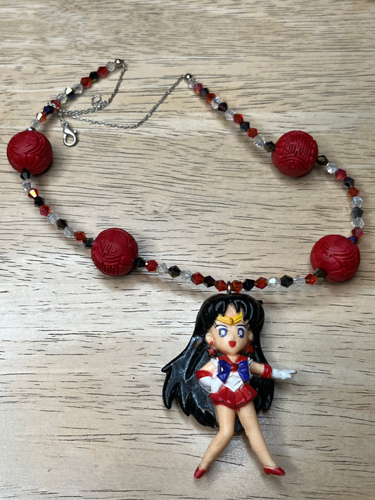 Sailor Moon Beaded Necklace, Sailor Mars