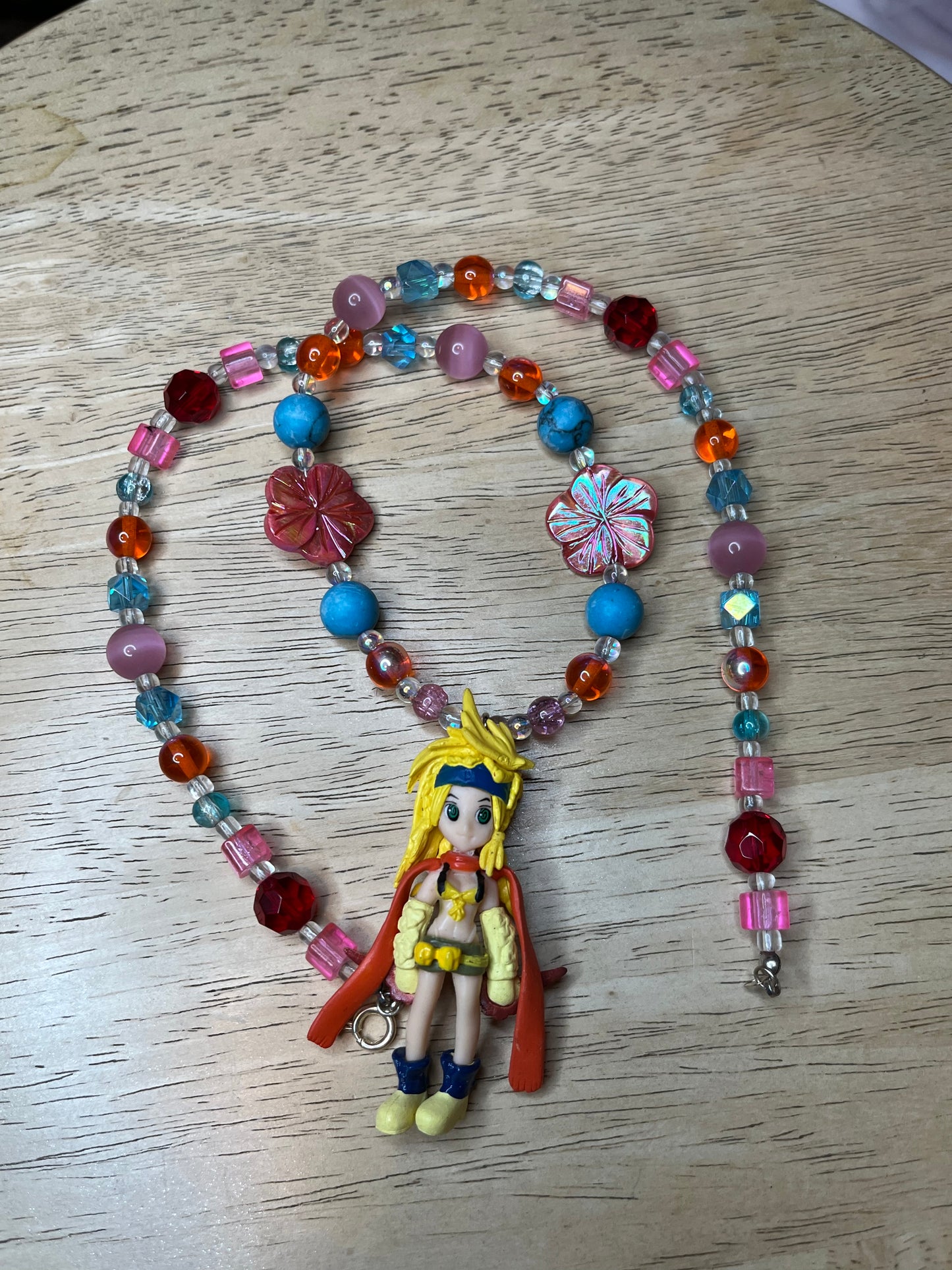 Final Fantasy Rikku Beaded Necklace with Flowers