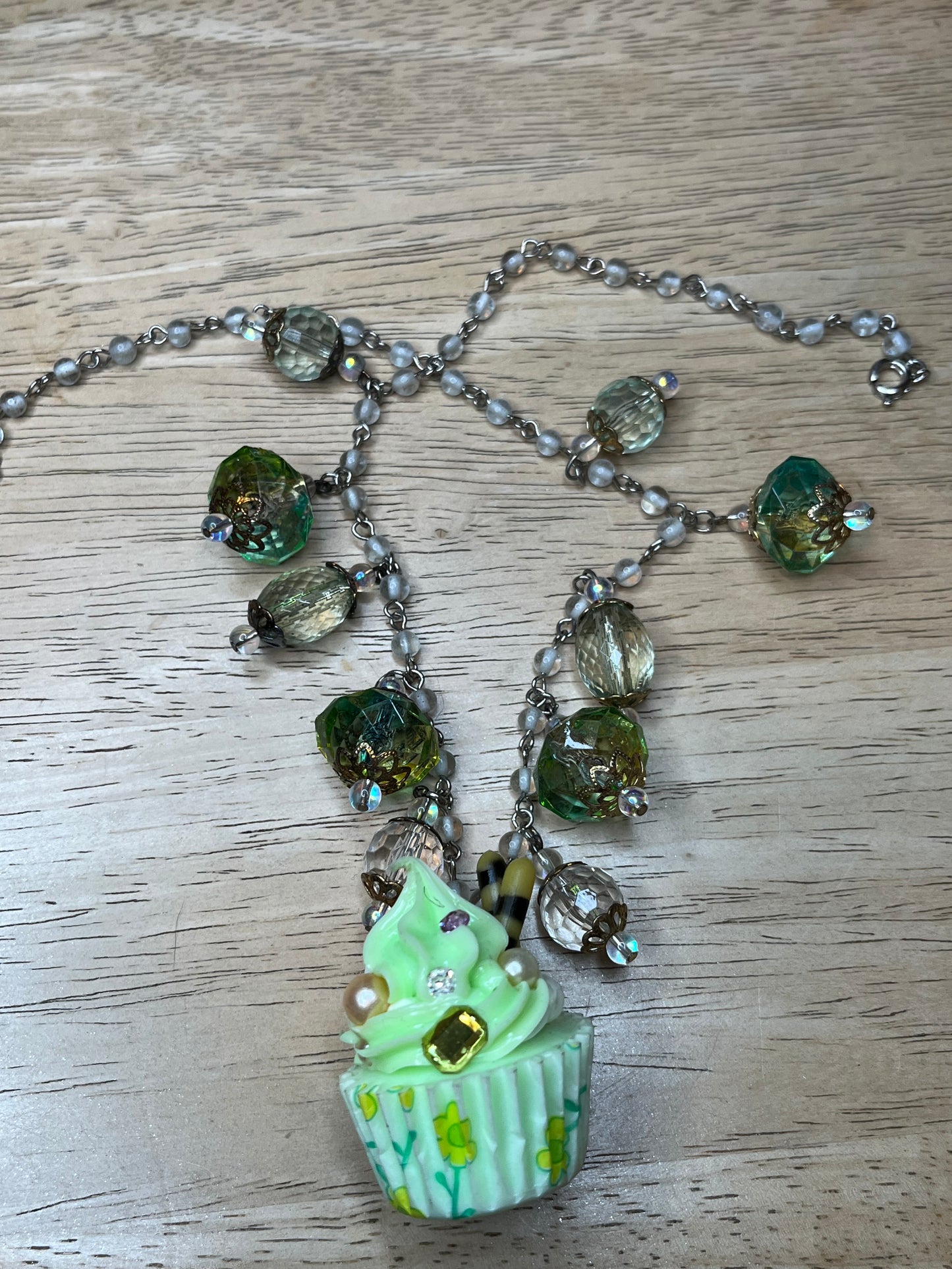 Matcha Cupcake Beaded Necklace