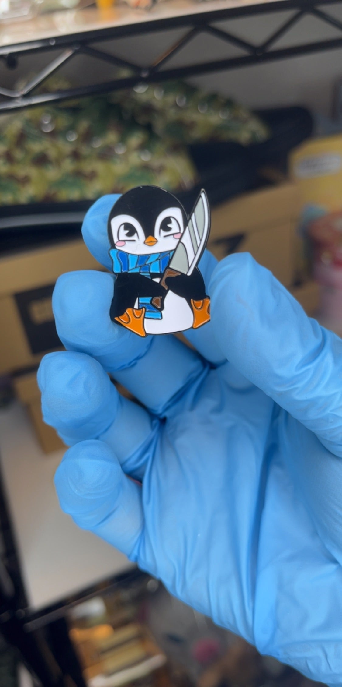 Penguin with Knife Enamel Pin