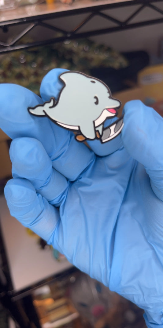 Dolphin with Knife Enamel Pin