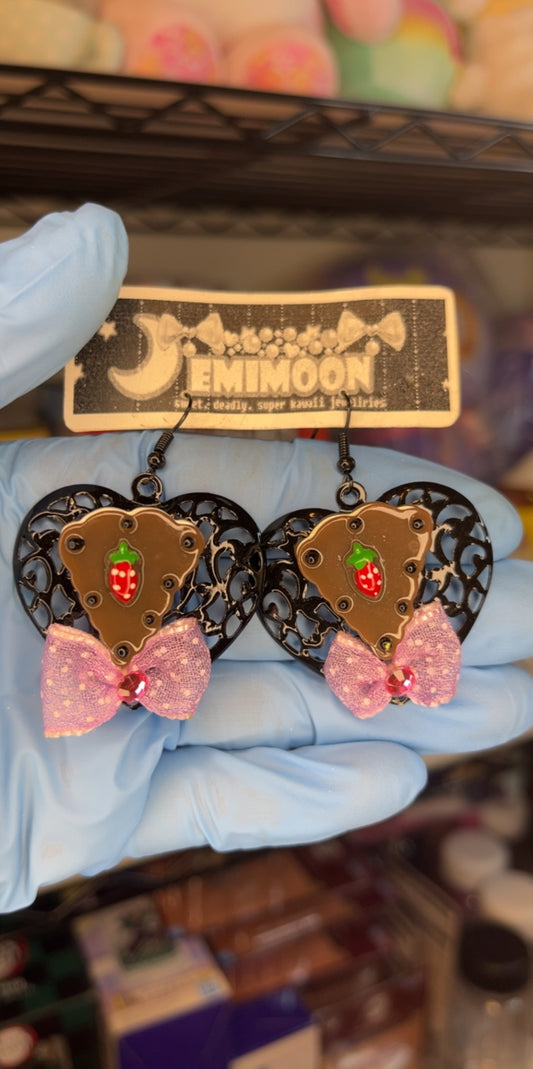 Chocolate Cake Heart Earrings