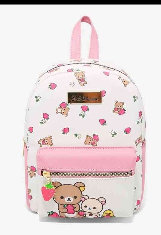 Rilakkuma Mini Backpack Purse with Strawberries