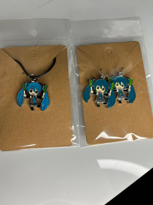 Hatsune Miku with Leeks Charm Jewelry