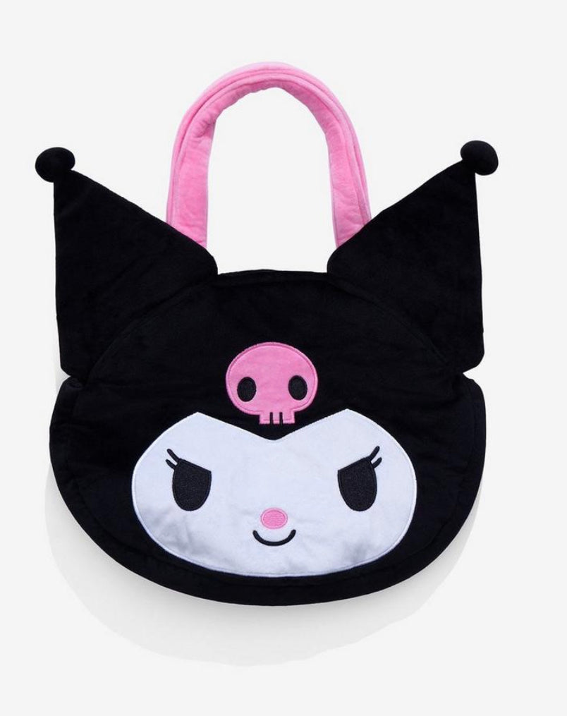 Sanrio Kuromi Face Plush Tote Bag