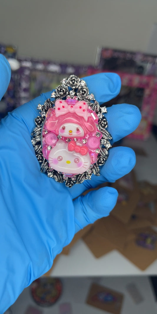 Sanrio Hello Kitty and My Melody Brooch Pendant